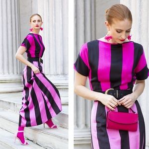 Mixed Stripe Short Sleeve Dress